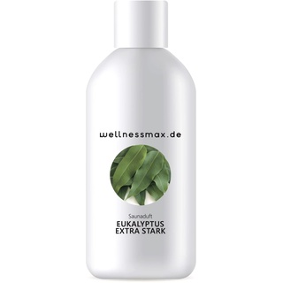 wellnessmax Sauna Aufguss Eukalyptus, extra stark mit 100% natürlichen ätherischen Ölen. Eukalyptus, Menthol. Natürliches Sauna-Aufguss-Mittel Saunaaufguss zum wohlfühlen (250 ml)