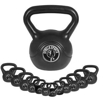 GORILLA SPORTS® Kettlebell - Einzeln 2kg - 20kg oder Set 17kg, 24kg, 30kg, 110kg, 113kg mit/ohne Ablage, Kunststoff - Kugelhantel, Kugelgewicht, Schwunghantel, Gewichten, Fitness, Krafttraining