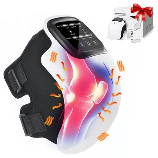 Knie Massagegerät, kabelloses KnieMassagegerät mit InfrarotHeizung, 48 cm Klettverschluss, Vibrationsmassage, Touchscreen-LED, Typ-C Ladeanschluss, Linderung von Knieschmerzen für Vatertag​