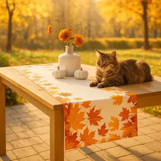 KAMACA Tischläufer 40x160 cm mit hochwertigem Druck-Motiv Küche Esstisch Eyecatcher Herbst Winter Weihnachten (Blätter im Herbst 40x160)
