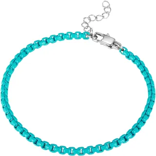 FIRETTI Fußkette Schmuck Geschenk Edelstahl Fußschmuck Venezianerkette Color blau