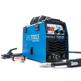 IPOTOOLS FLUX-135 Fülldraht Schweißgerät ohne Gas - 135 A FLUX Inverter Schweißgerät ohne Gas für Schweissgerät Fülldraht 0.8mm oder 1.0mm mit MMA/IGBT / 230V / 7 Jahre Garantie