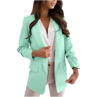 Sommerblazer für Damen, leicht, Arbeit, Büro, Blazer, locker, leicht, Sommer, offene Vorderseite, Anzugjacken, Outfit, 05 Mintgrün, M - M