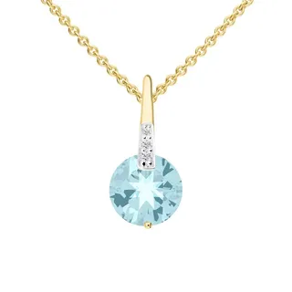 My Gold Kette mit Anhänger Damen Halskette mit Anhänger Gold 333 Blautopas - Kaydence Set (Set, 2-tlg., inkl. Schmuckbox), Geschenke goldfarben