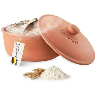 RÖMERTOPF Bräter Brot-Backtopf rund, terracotta 2 Liter - MEDI, Keramik (Set), antihaft rot