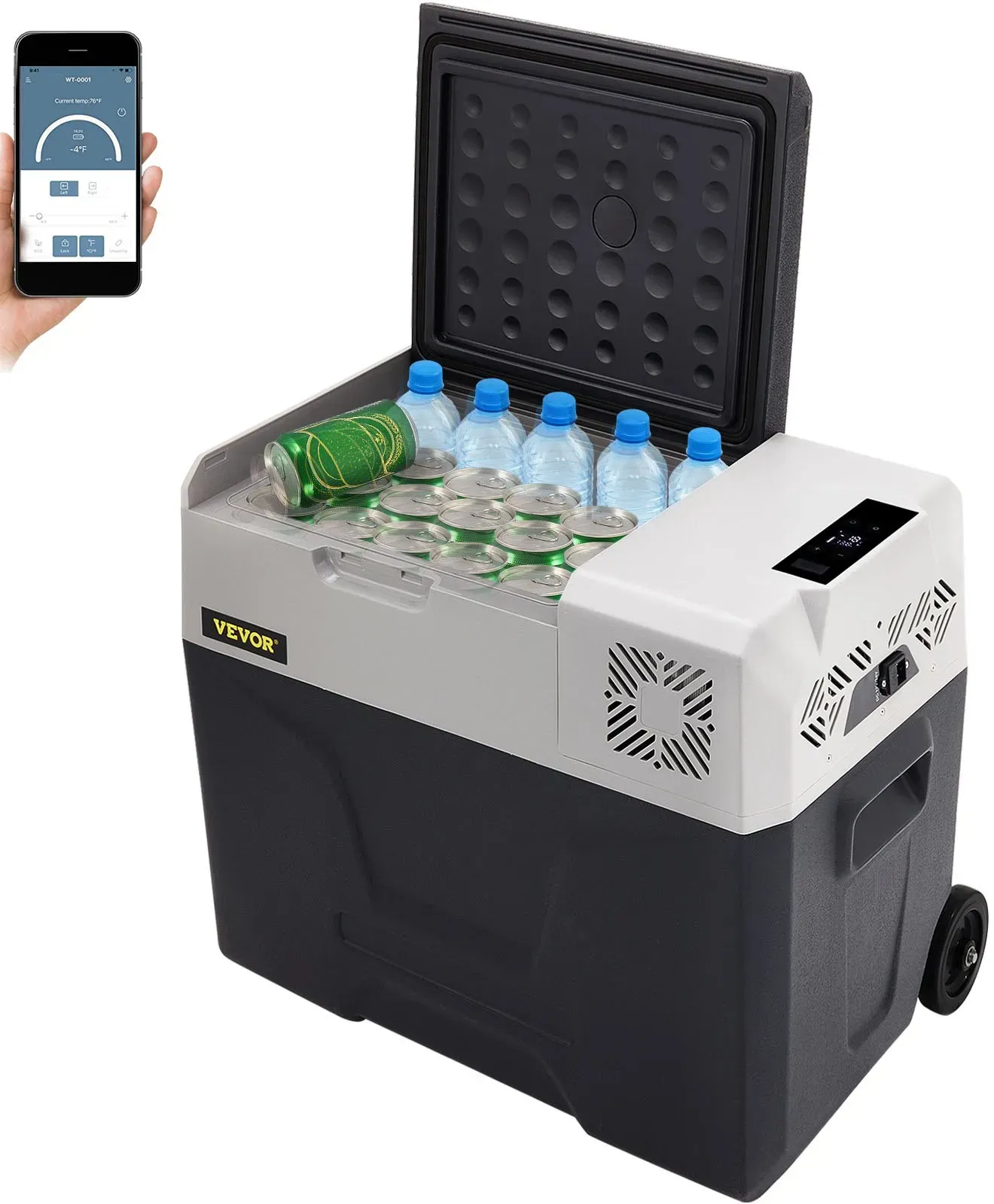 VEVOR 50L Autokühlschrank Kompressorkühlbox Edelstahl Urlaub Isolierbox Mini Kühlschrank Kühlbox Auto und Steckdose