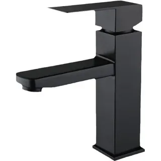 Schwarzer Badezimmer-Wasserhahn aus Edelstahl mit quadratischem Griff, Spültischmischer, heißes und kaltes Wasser verfügbar, abnehmbarer