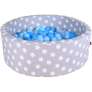 Knorrtoys Bällebad soft grey white stars inkl. 300 Bälle soft blue/blue/transparent