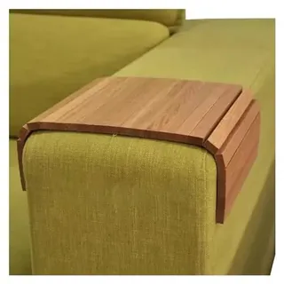Beistelltablett aus Holz, verstellbare Armlehne, stabile natürliche Eichenholzoberfläche für Kaffee, Snacks und Mahlzeiten, Sofa-Arm-Tisch (Stil 1)