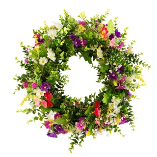 Türkränze, Frühling Sommer Ganzjahres-Kranz, künstliche Blumen, grüne Blätter, Kränze für Haustür, Außenbereich, Fenster, Wand, Garten, Hochzeit, Festival, Party, Heimdekoration