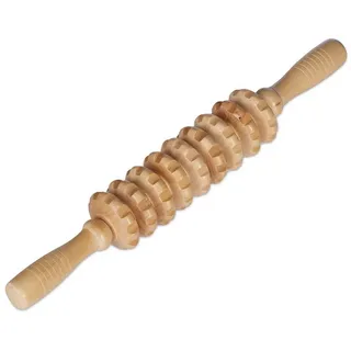 Relaxdays 2 x Massage Roller Holz, Hellbraun
