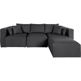 Guido Maria Kretschmer Home & Living Ecksofa "Comfine L-Form", grau (anthrazit), B:280cm H:75cm T:182cm, Struktur Hahnentritt (67% Polypropylen 33% Polyester), Fellimitat (100% Polyester), Samtcord (92% Polyester 8% Polyamid), GUIDO MARIA KRETSCHMER HOME & LIVING, Sofas, zusammengesetzt aus 