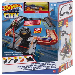 Hot Wheels City - Erweiterungs-Streckenset inklusive 10 Komponente für individuelle Gestaltung und Action-Auto, Kinder ab 4 Jahre, HDN95