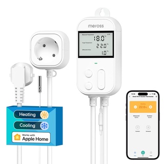 Meross MTS960HK Smarte Steckdose mit Thermostat / Temperaturregler, HomeKit, WLAN - Transparent
