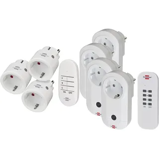 Brennenstuhl Comfort-Line Funksteckdosen-Set Mini 3+1, 3er Funkschalt-Set weiß & Funkschalt-Set RC CE1 4001, 4er Funksteckdosen Set weiß
