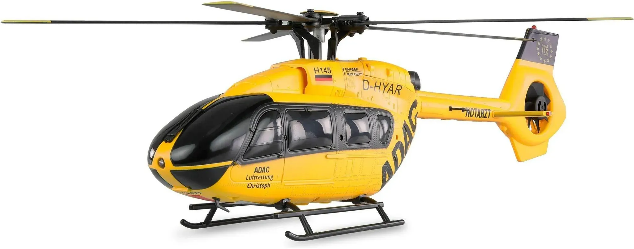 Amewi ADAC H145 Helikopter Brushless 6-Kanal 6G RTF ferngesteuert RC Hubschrauber Heli Lizenzmodell, Gelb