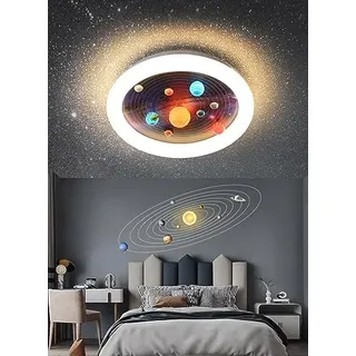 Modern LED Deckenleuchte für Kinder, Kinderzimmer Deckenlampe Dimmbar mit Fernbedienung, Nachtlicht-Modus, 45W Kreative planet Design für Junge Mädchen Schlafzimmer Innenbeleuchtung zzgl. G4*4