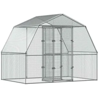 vidaXL Vogelkäfig Voliere mit Tür 160 x 110 x 50 cm silbern