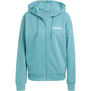 Adidas Essentials Linear French Terry Sweatjacke Damen JY4895 - powder teal/white XL