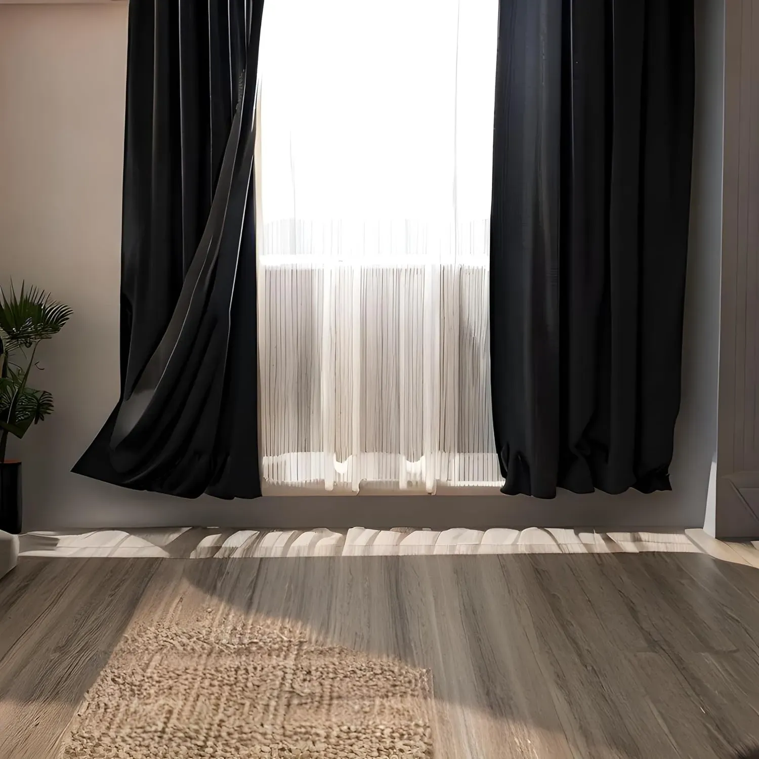 Samt-Gardinen (2 Stück) - 245x140 cm (HxB) / Schwarz