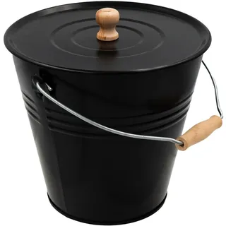 HRB Ascheeimer Stahlblech 12 l mit Deckel Schwarz