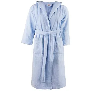 Clinotest Kinderbademantel aus Frottee – Weicher Bademantel mit Kapuze aus 100% Baumwolle, Kapuze, Bindegürtel, saugfähig und flauschig, ideal für Jungen und Mädchen blau 140