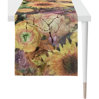 Tischläufer APELT "1314 Herbstzeit, Herbstdeko, Herbst", bunt (orange, gelb, bunt), B:48cm L:140cm, Baumwolle, Tischdecken, Digitaldruck
