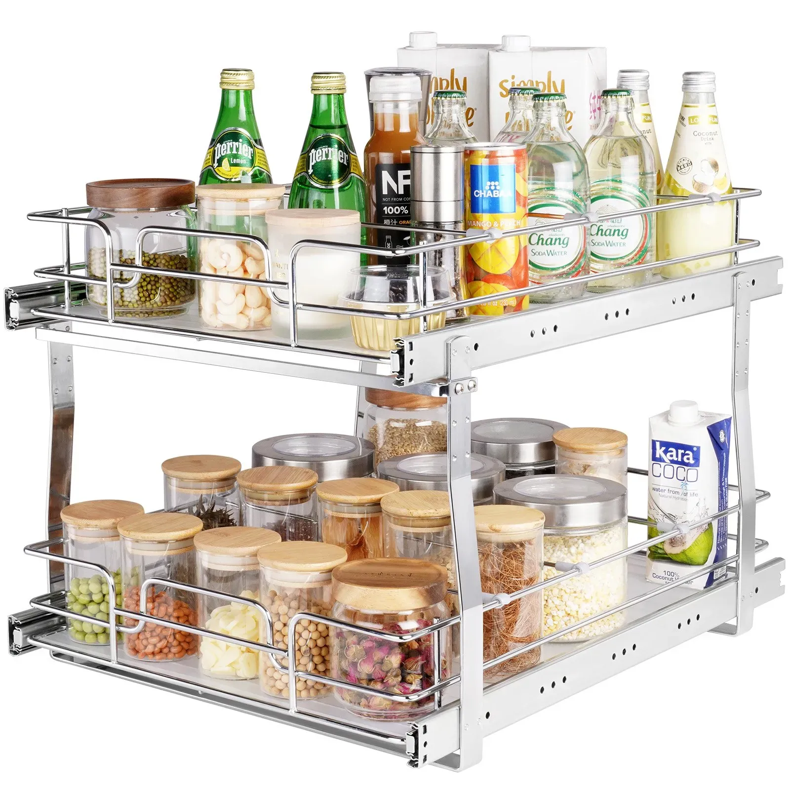 VEVOR ausziehbares Gewürzregal (431x539x383 mm) Spülschrankregal Küchenschrank, Schiebeschublade Waschbecken Gewürzregal Schrank Organizer Unterschrankregal 461x569x483 mm (Einbaumaße)