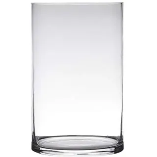 Dekoglas, Vase Zylinder Cold Cut H. 30cm D. 19cm transparent rund Glas Hakbijl