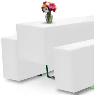 Beautissu Comfort M Biertischhusse 70cm + Polster Weiß 5tlg