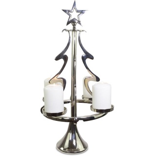 RIFFELMACHER & WEINBERGER Kerzenhalter Exklusiver Metall Kerzenständer Weihnachtsbaum, Silber oder Gold silberfarben 56,0 cm