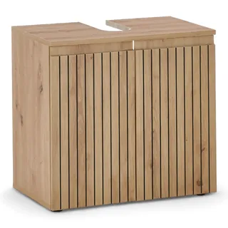 Stella Trading Waschbeckenunterschrank Artisan Eiche Optik, Wildeiche Optik FSC-Zertifiziert - Bad Unterschrank Badezimmerschrank mit viel Stauraum - 60 x 57 x 36 cm