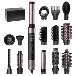 Cecotec Warmluftbürste, Haartrockner, Styler, Glätter - 14 Aufsätze - Coanda CeramicCare 14in1 AirGlam Champagne. 1400W, Digitaler Motor, Reduziert Frizz, 3 Temperaturen