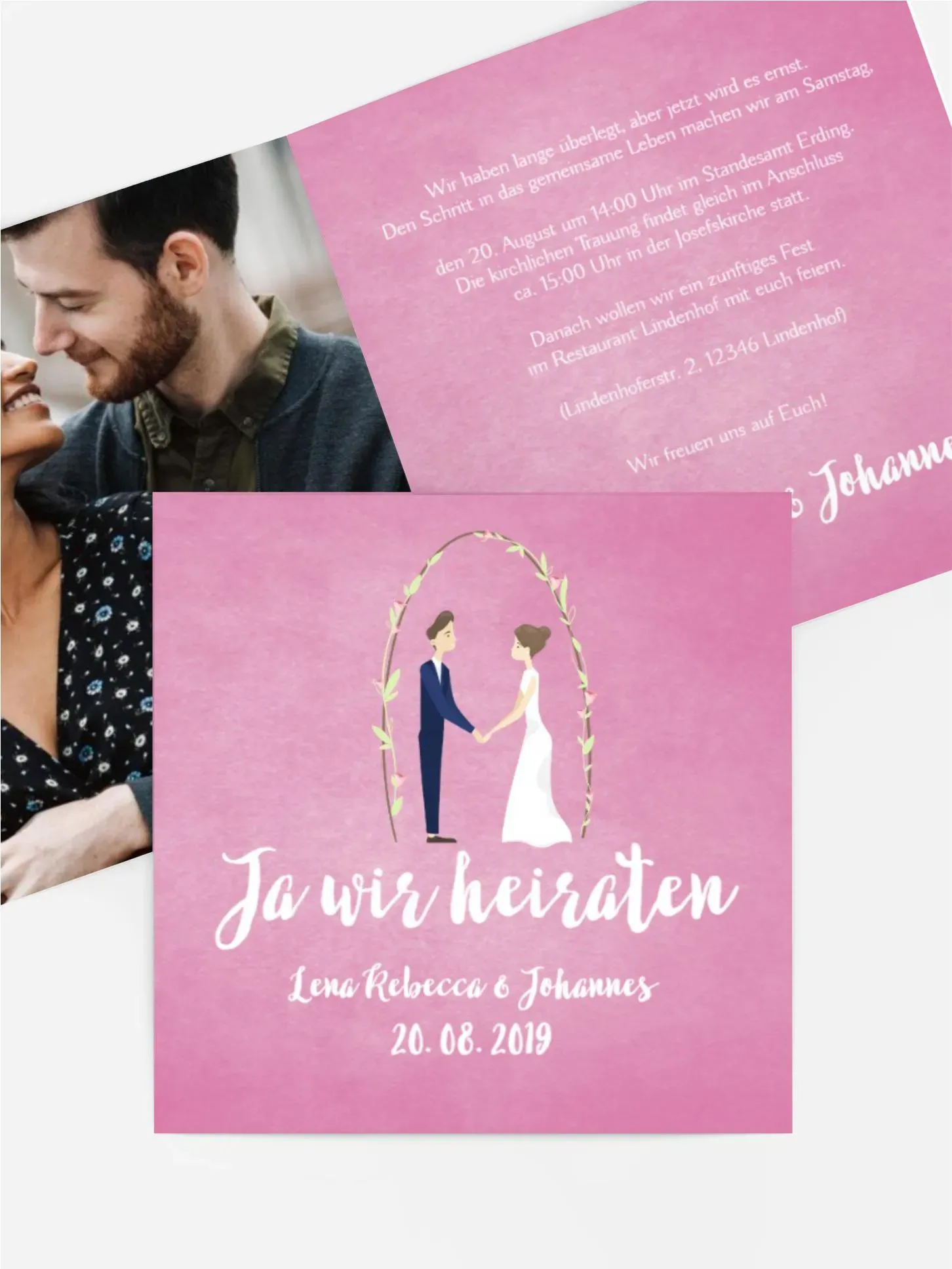 Hochzeitskarten selbst gestalten mit Spruch und Fotos im Onlinedesigner bei Meine-Kartenmanufaktur.de