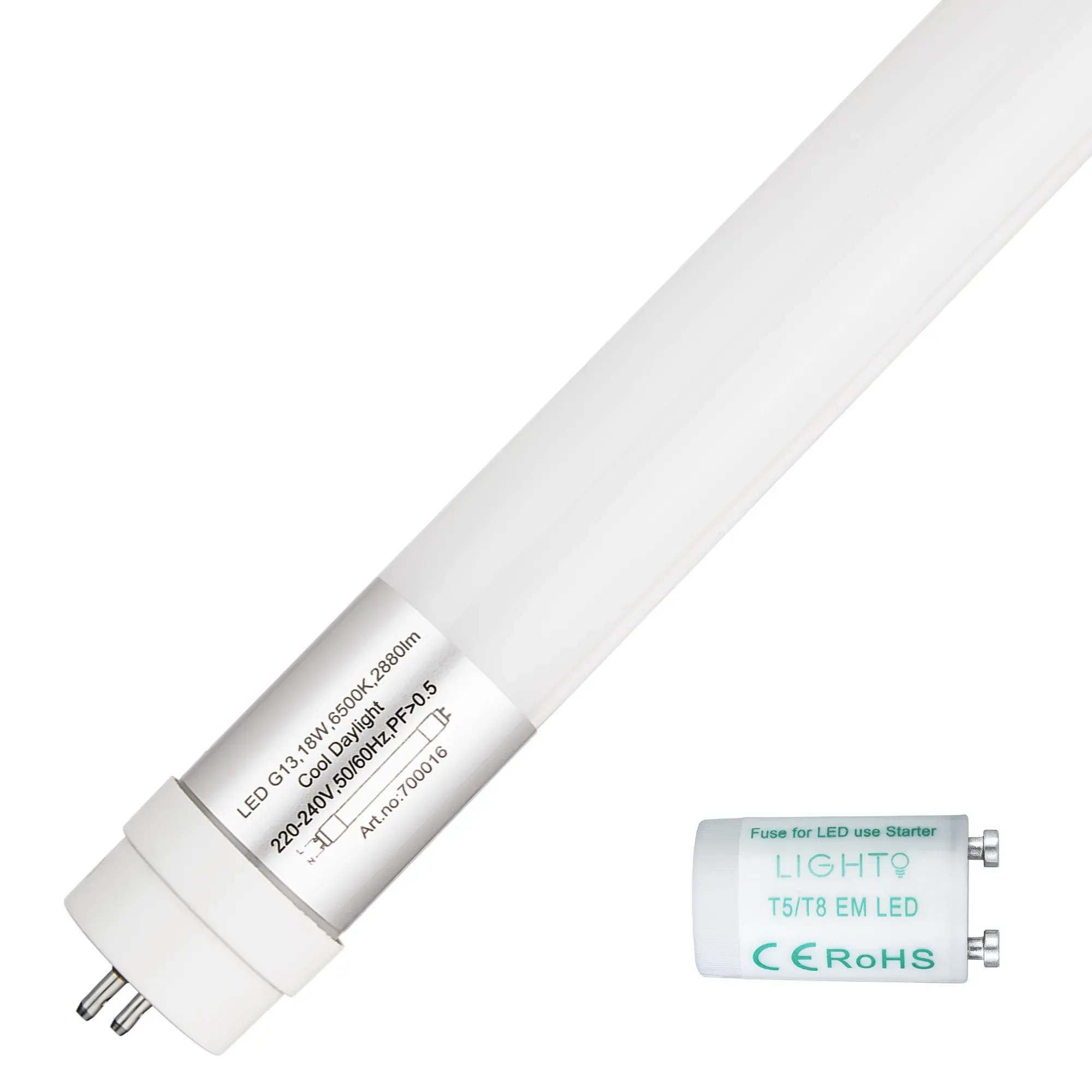 Lighto | LED-Leuchtstoffröhre | T8 | 18W | 120cm | 865 Tageslicht | ersetzt 36W Leuchtstoffröhre | Konventionelle EM