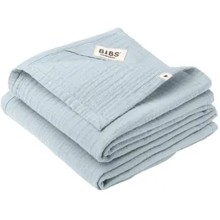Bibs Muslin Cloth Mulltücher 2-Pack, weiches Spielzeug zur Beruhigung, Babynuckel, Schmusetuch. 100% Bio-Baumwolle, 70x70 cm, Baby Blue