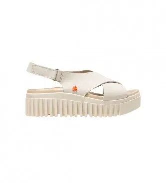 Art für Damen. 1157411ZZ003_020 Leder-Sandalen 1574 Brighton beige (40), 3 bis 5 cm, Klettverschluss, Lässig