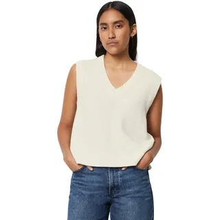 Marc O'Polo DENIM "aus reiner Bio-Baumwolle", Damen, Gr. L, weiß (silky weiß), Obermaterial: 100% Baumwolle, unifarben, casual, ohne Ärmel, Pullover