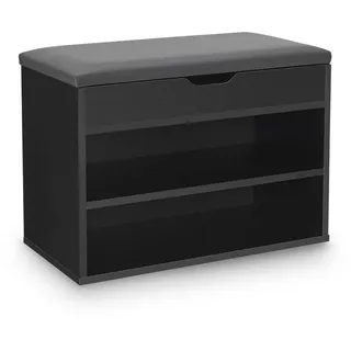 Juskys Schuhregal mit Klappdeckel und gepolstertem Sitz 60x30x44 cm - Schwarz