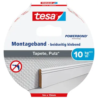 Tesa Montageband 5 m x 19 mm, weiß