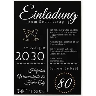 Einladungskarten zum 80. Geburtstag Schwarz online gestalten und bestellen - Vintage Einladung | Wunderkarten.de