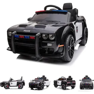 ES-Toys Dodge Challenger Polizei Elektroauto schwarz (12 V)