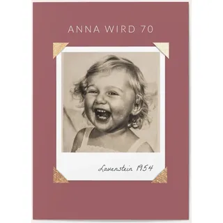 70. Geburtstag Einladungskarten Rot online gestalten und bestellen - Portrait in Marsala | Wunderkarten.de