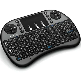 Kabelloses Mini Tastatur für Android TV BOX Smart TV PC Notebook Wireless Touch Touchpad Maus Handheld Keyboard QWERTY Minitastatur Drahtlose 2,4 GHz - Schwarz