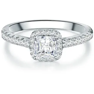 Trilani Silberring Verlobungsring aus 925 Sterling Silber, mit Zirkonia für Frauen silberfarben 48
