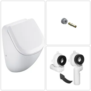 Vigour DERBY Urinal Zulauf verdeckt mit SoftClose Deckel, Ablaufgarnitur und Zulaufgarnitur