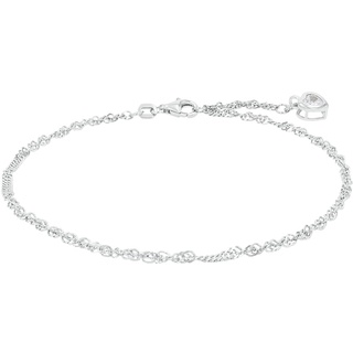 Amor Fußkette 925 Sterling Silber Damen Sommerschmuck, mit Zirkonia synth., 25 cm, Silber, Herz, Kommt in Schmuck Geschenk Box, 2017448