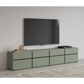 INOSIGN Lowboard »Cross, moderne grifflose TV-Kommode,4 Klappen/4 Schubkästen«, Breite 225 cm, TV-Schrank mit viel Stauraum, TV-Board, grün