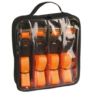 Kerbl Zurrgurtset, 250/500kg 25mm x 5m, 4er-Pack, in Tasche, orange