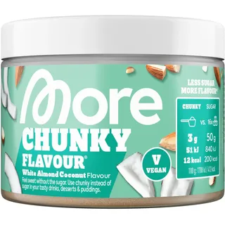 MORE Nutrition MORE Chunky Flavour, White Almond Coconut, 150 g, vegan, Geschmackspulver zum Süßen, ohne viel Zucker und Kalorien, mit Inulin und Laktase